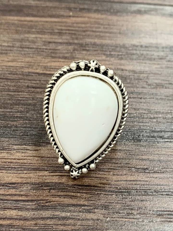 750377, White Turquoise, Brass Adjustable Ring  for wholesale by ISAC Trading Inc