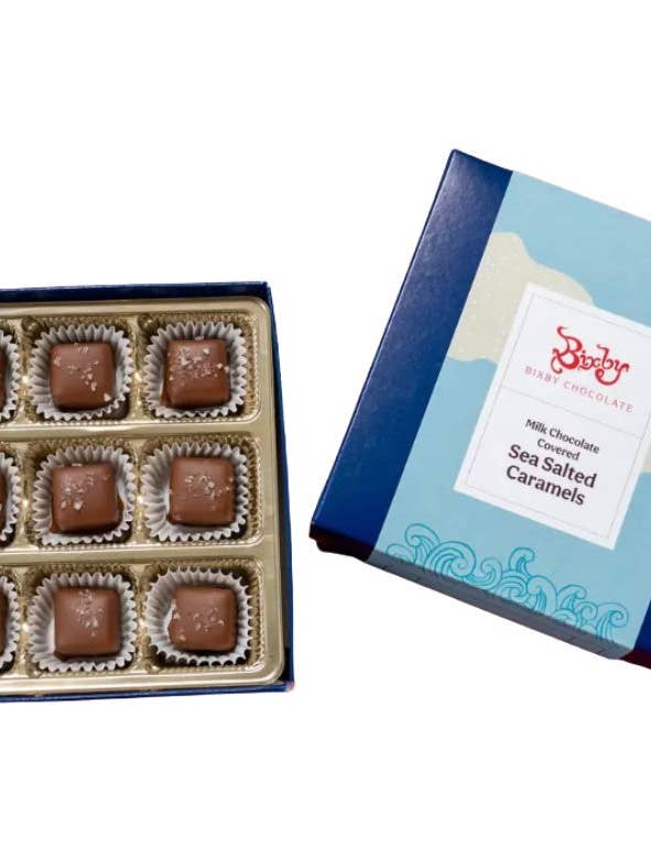 Milk Chocolate Sea Salt Caramels Gift Box for wholesale by Bixby Chocolate