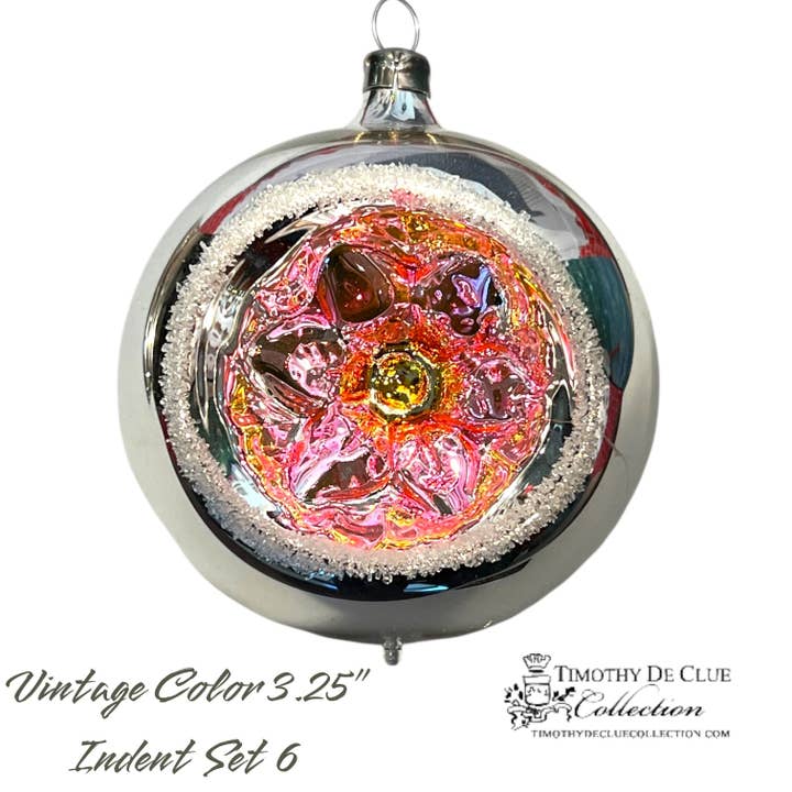 Timothy De Clue Collection - Wholesale Ornament Set - Vintage Colors Indents - Set of 6 |3.25 in - Antik Baubles Christmas Ornament2