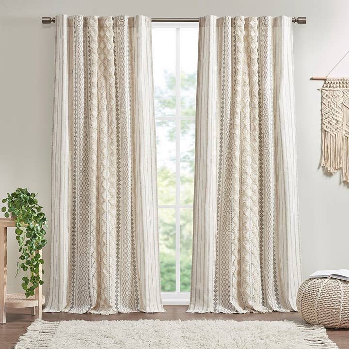 Geo Print Chenille Window Curtain, Ivory and other Purchase Wholesale beaded curtain. Free Returns & Net 60 Terms on Faire trending on Faire.