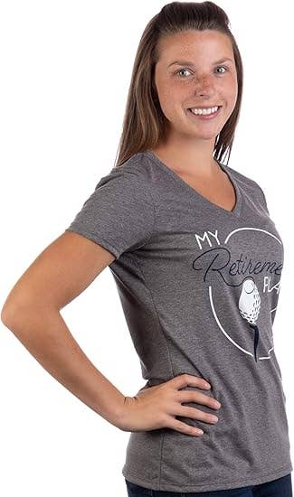 Grey Frost My (Golf) Retirement Plan | Funny Women's Golfing Golfer V-Neck T-Shirt for Retired for wholesale on Faire1
