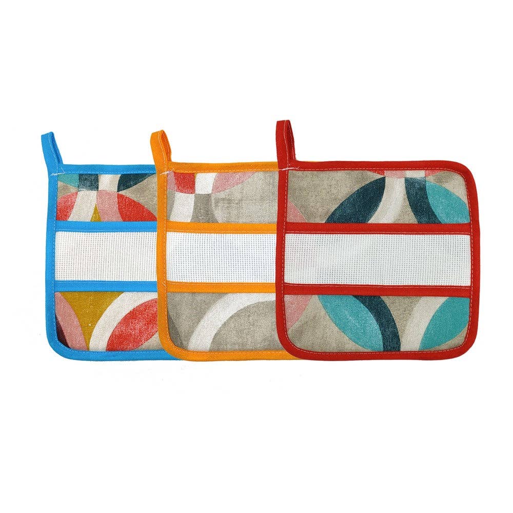 Almatex srl - Wholesale Kitchen Storage/Organizer - RITMO kitchen potholders square cm.20x20 or round diameter cm.19 with a band for embroidery8