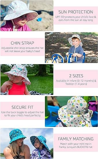 Funky Junque - Wholesale Bucket hat – kids - Infant/Toddler Patterned Bucket Hat - Rainbows & Clouds4