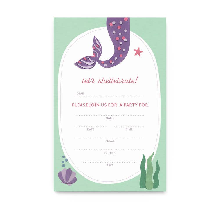 Mermaid Party Invitations Notepad for wholesale by LOU & LUCY PAPER GOODS