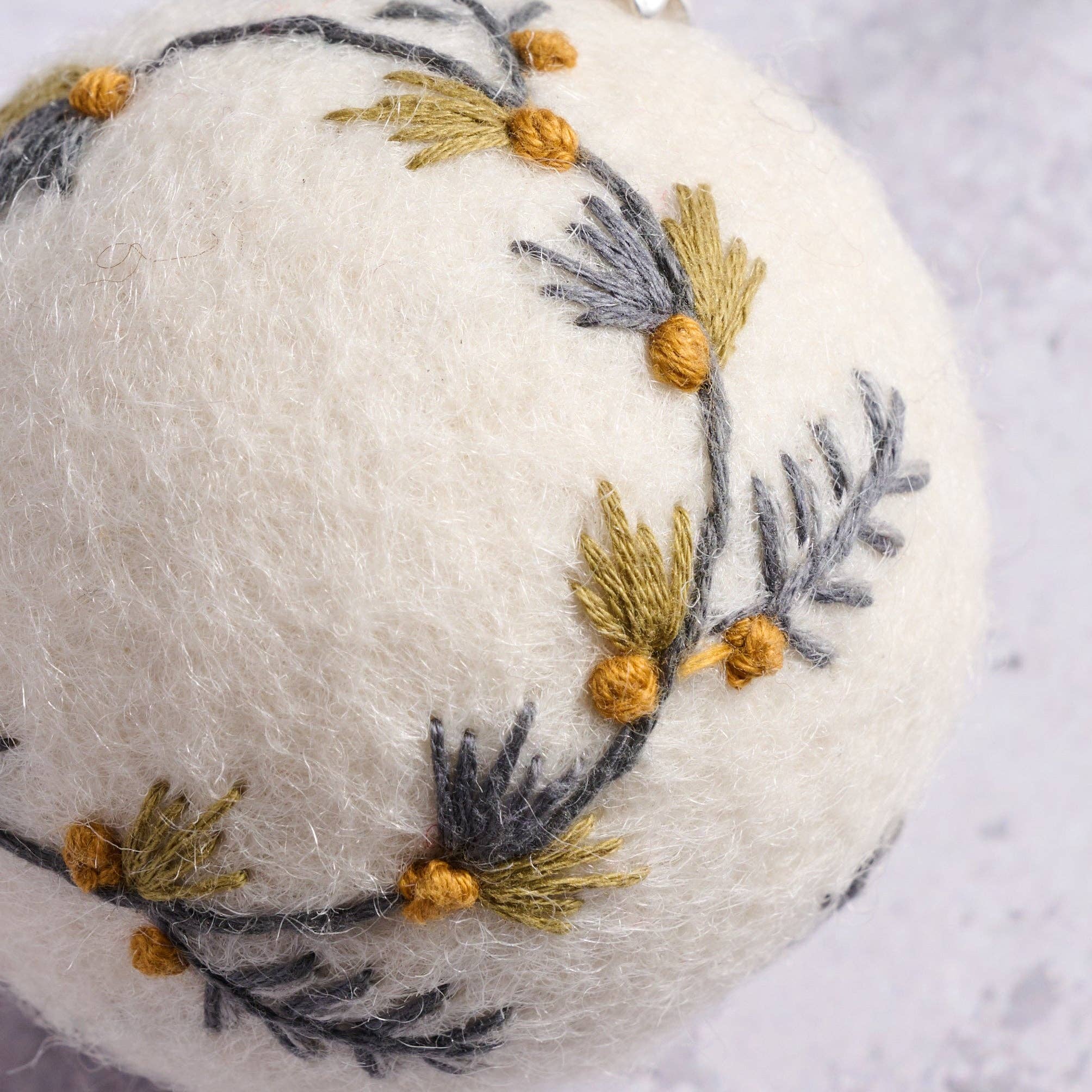 Ten Thousand Villages - Wholesale Ornament - Lovely Wreath Embroidered Felt Ball Ornament1