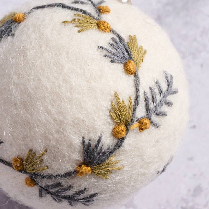 Ten Thousand Villages - Wholesale Ornament - Lovely Wreath Embroidered Felt Ball Ornament1