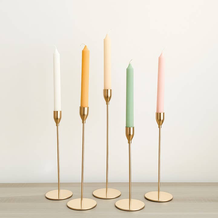 Ribbed Colourful Candlesticks - Soy Wax Taper Candles - Dinner Candles for wholesale by Eli and Things