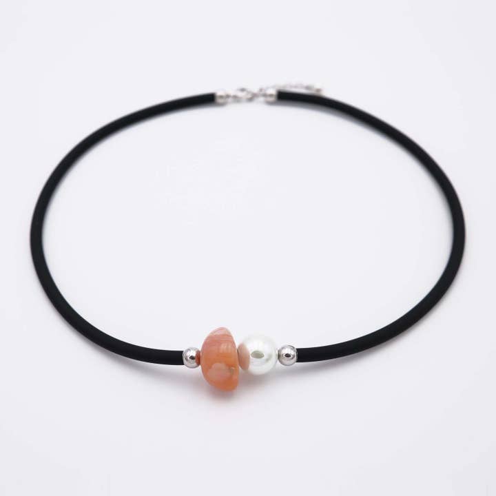 France Perles - Vente Collier de perles - Collier en Perles de Majorque et Cornaline - 12 mm