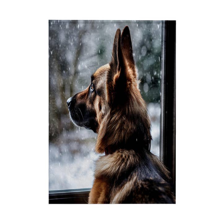 3dRose – Großhandel Badehandtuch – 3dRose, Fotografie eines Deutschen Schäferhundes, der aus einem Fenster auf den Schnee blickt., Handtuch0