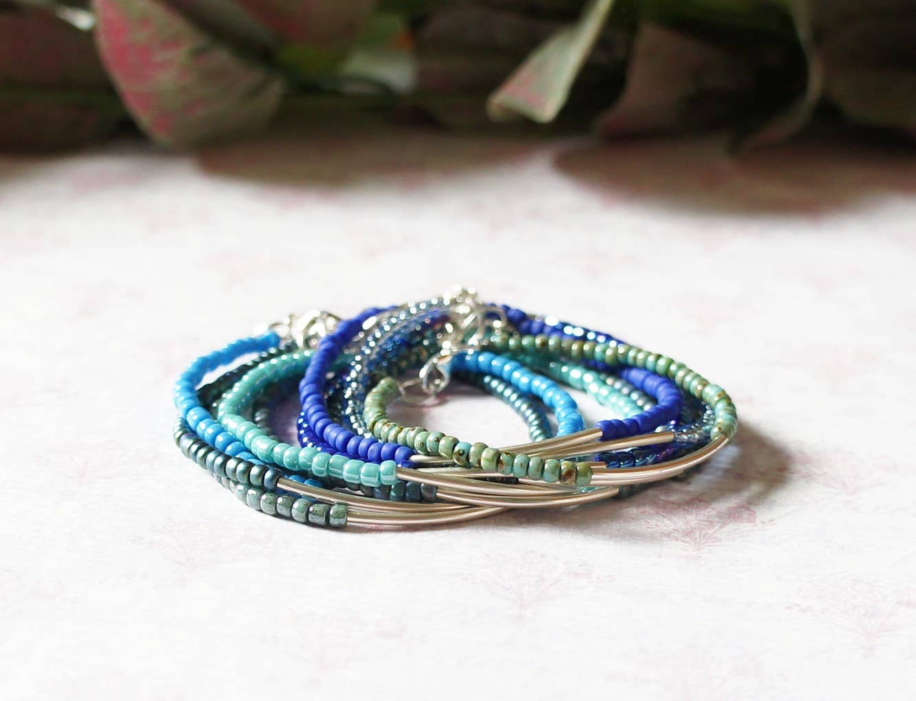 Sentimento - Vente Bracelet de perles - Bracelet Barre en Argent Sterling Turquoise et Bleu1