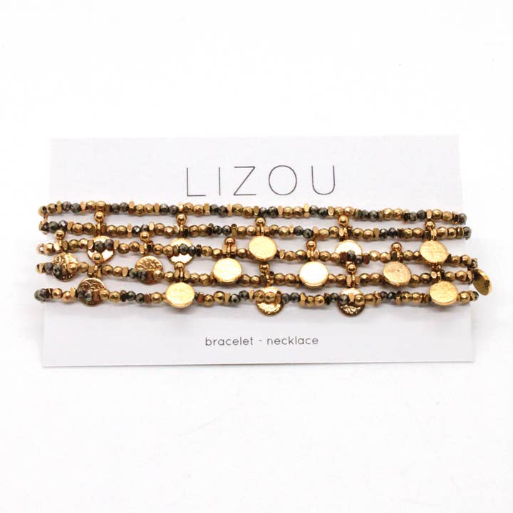 Collana o Bracciale in Stile Museo Placcato in Oro 24K con Mini Pietre per la vendita all'ingrosso da parte di LIZOU