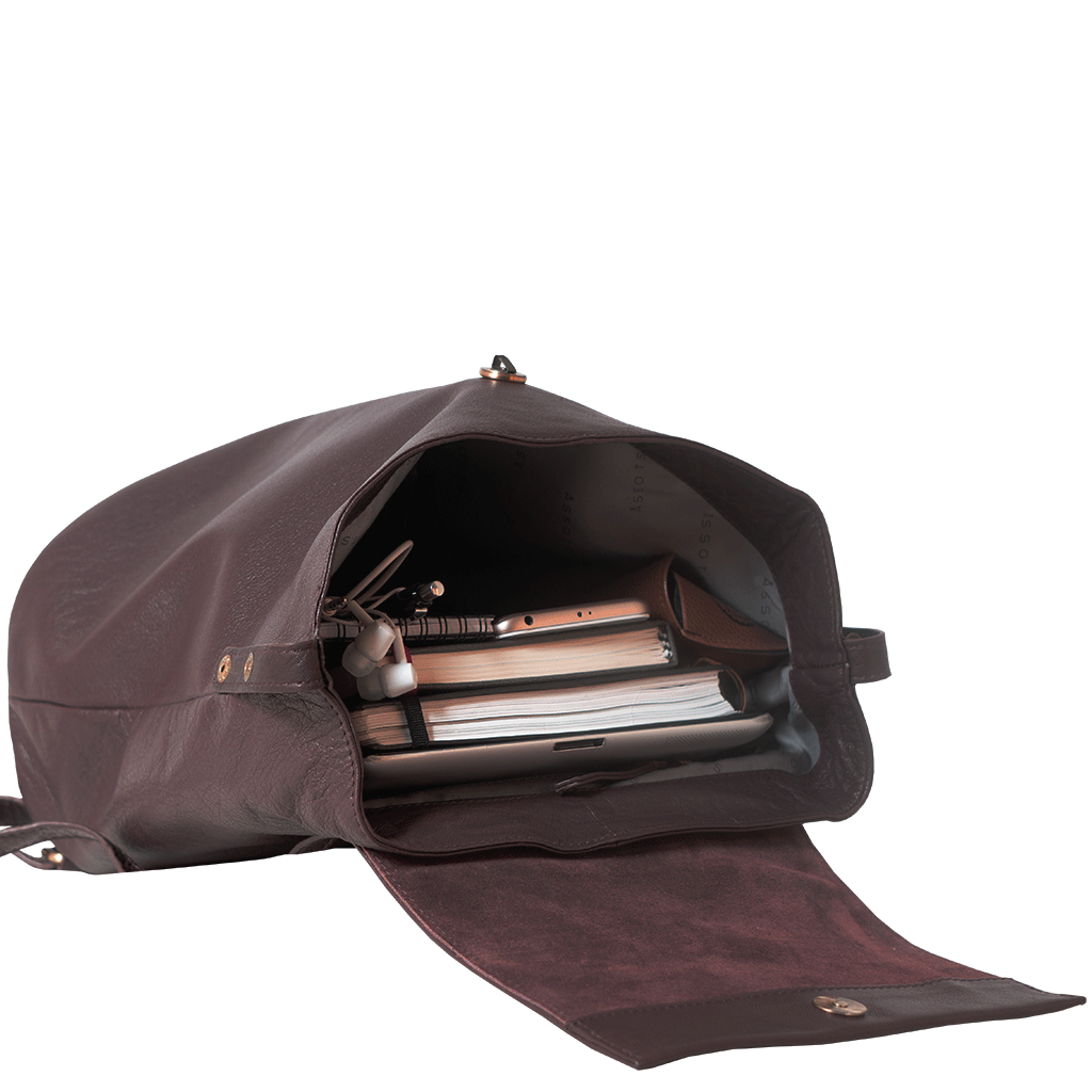 Assots London - Wholesale Backpack - Women's - 'JERMYN' Classic Burgundy Full Grain Leather Flap-over Bac7