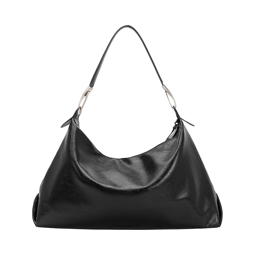 Melie Bianco – wholesale Tote bag – Women's – Charlie Black Recycled Vegan Shoulder Bag2