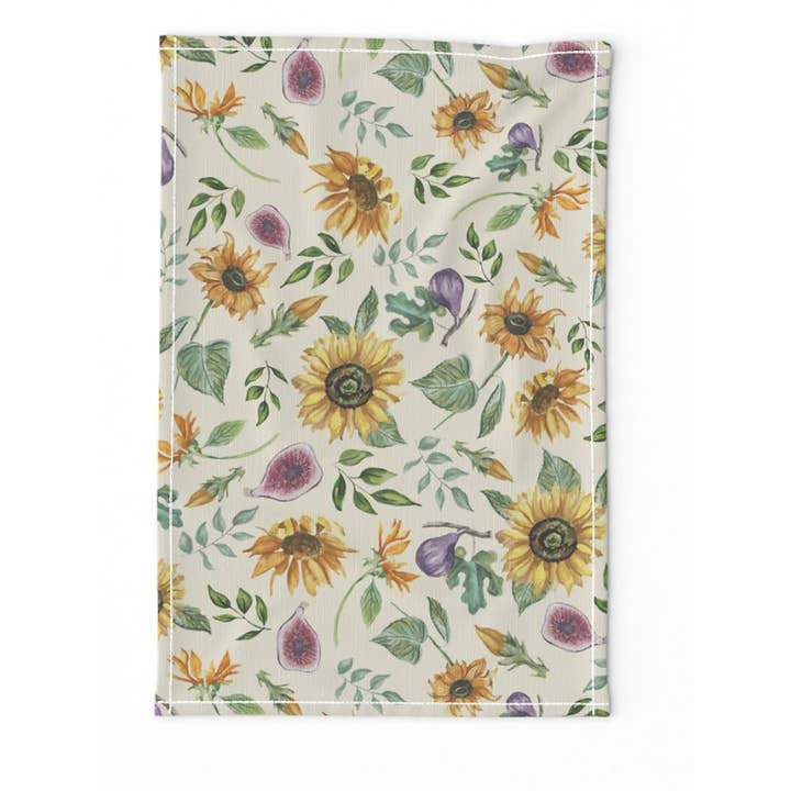 Italian Sunflower Dish Towels for wholesale by Fox & Willow Design Studio
