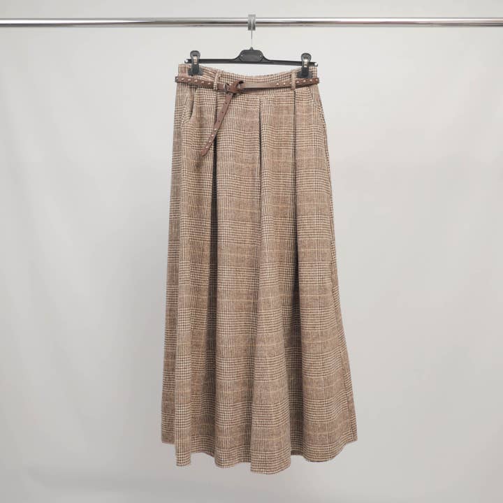 Cecile Wang - Wholesale Pants - Women's - Wide checkered belted pants - CVA824687-31