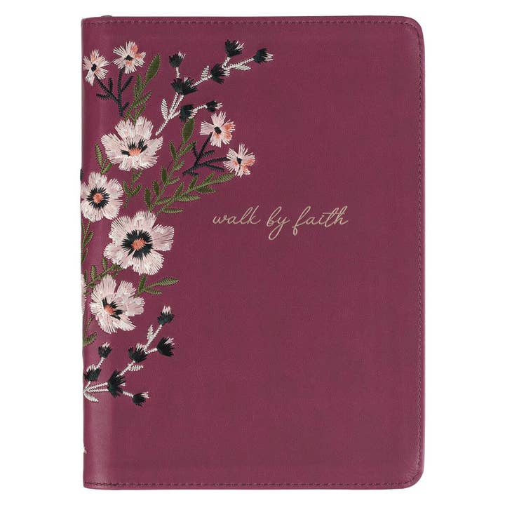 Journal Classic Zip Embroidered Walk by Faith 2 Cor. 5:7 for wholesale by Christian Art Gifts