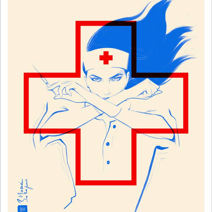 Kunsttryk - „Wonder Nurse“ - Hossein Borojeni for engroshandel hos Atelier Contemporain