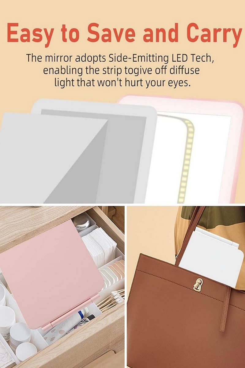 42POPS - Wholesale Make-upspiegel - ,,..._ 0822 Oplaadbare Reisspiegel met Led Verlichting en Make-up Tablet SI-286566