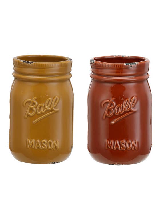 Planter, Fall Mason Jar 2 Assorted Item # 77527 for wholesale by Napco