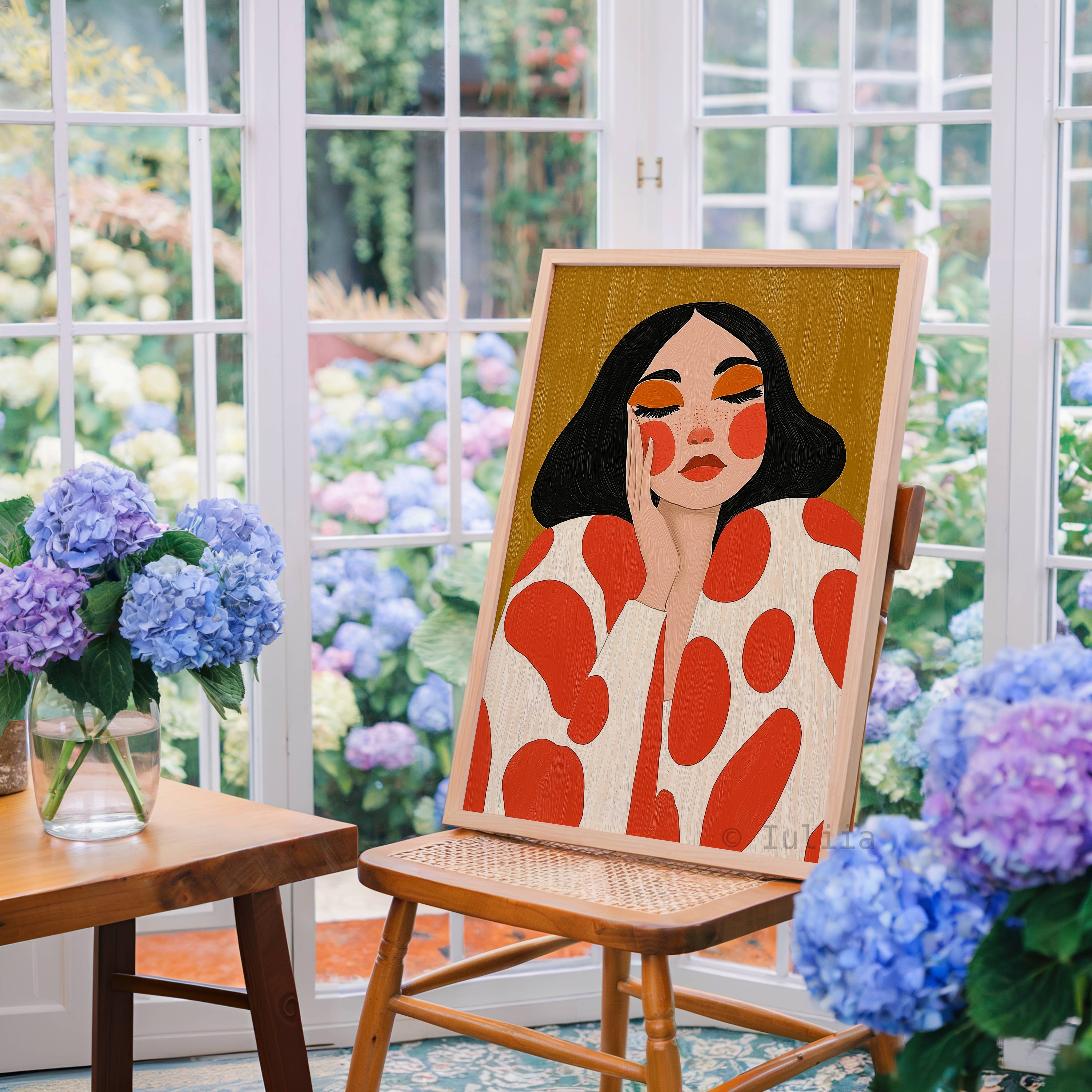 IuliiaArtPrints - Wholesale Art Print - Fashion-Inspired Abstract Female Poster – Bold Red Dot Print2