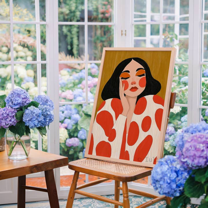 IuliiaArtPrints - Wholesale Art Print - Fashion-Inspired Abstract Female Poster – Bold Red Dot Print2