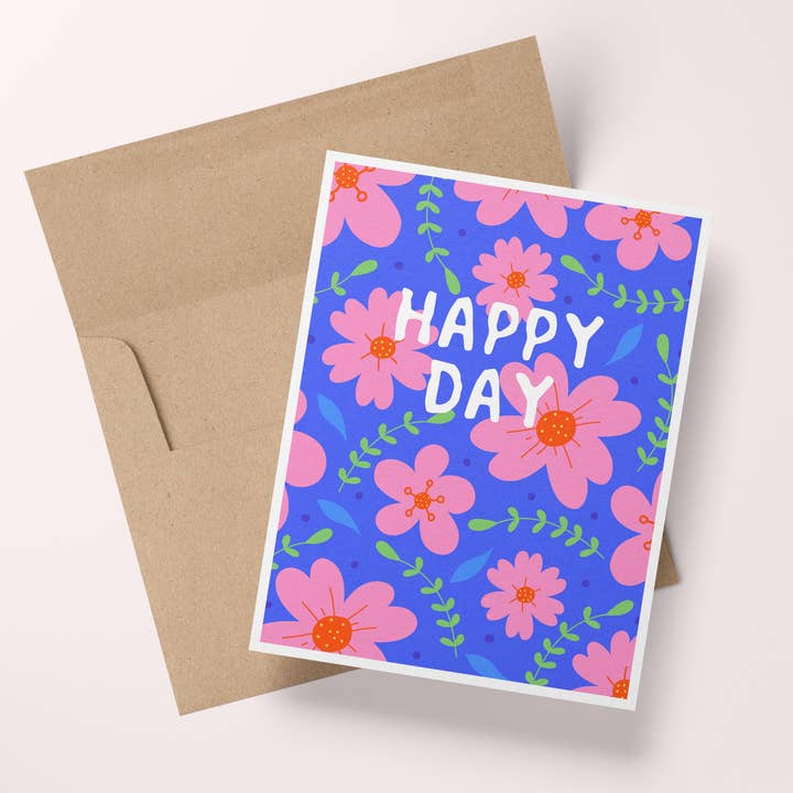 Carte de célébration florale Joyeuse Journée pour la vente par Wee Birdy