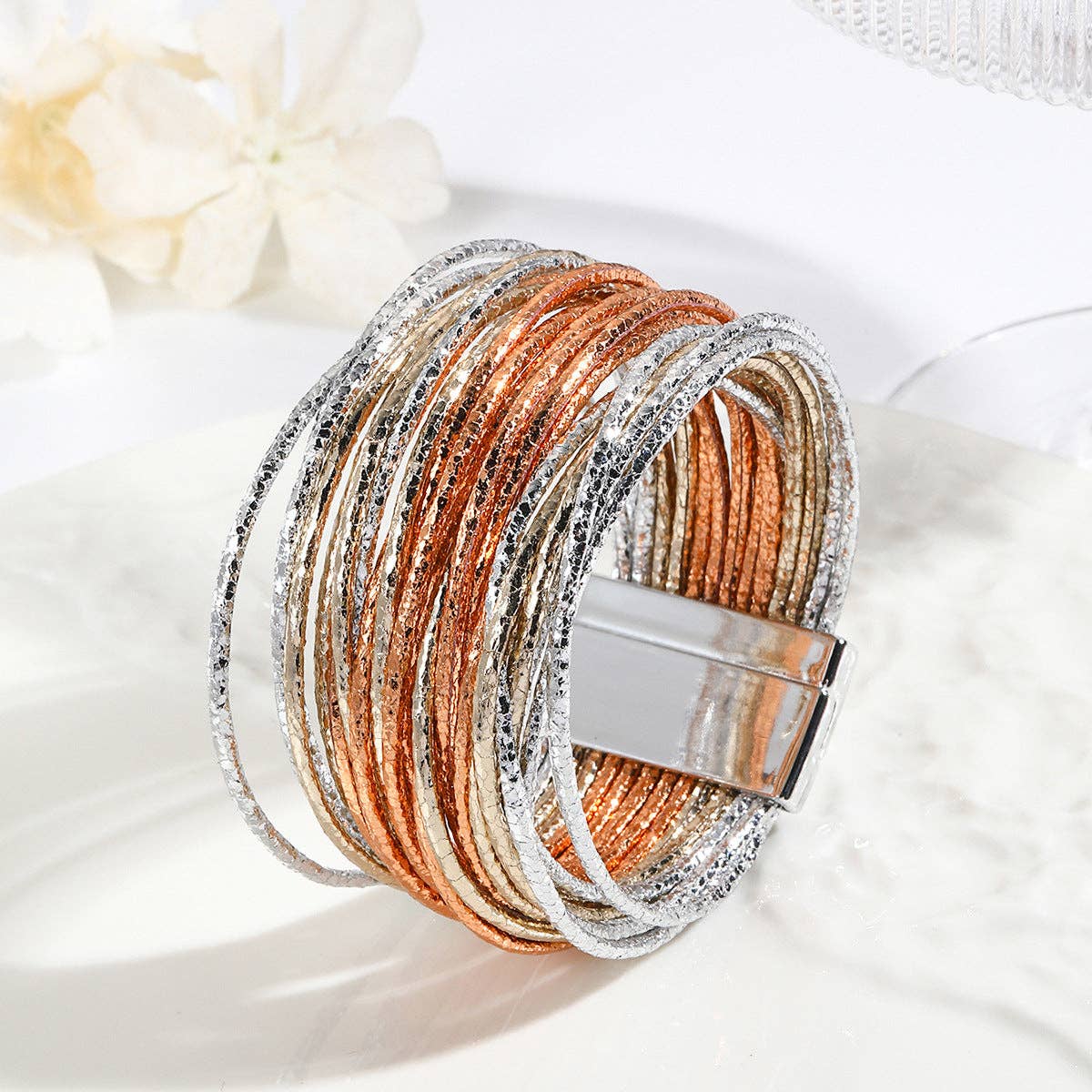 Mio Queena - Wholesale Bangle Bracelet - LB - Multi-Layer Leather Fashion Bracelet | Magnetic Buckle8