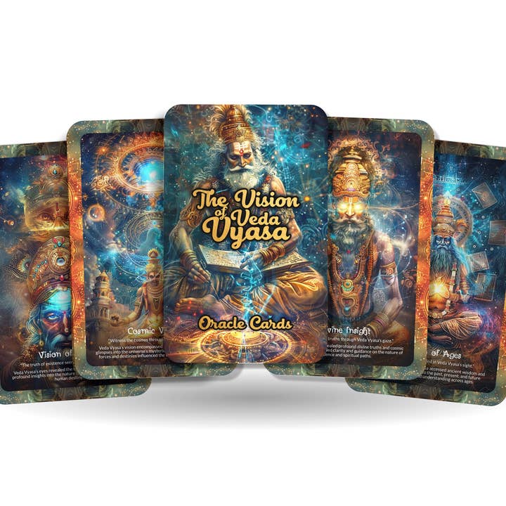 Ibiza Tarot USA - Wholesale Tarot Cards - The Vision of Veda Vyasa Oracle Cards - 22 Oracle Cards - Guiding seekers through the divine visions of the great sage Veda Vyasa.