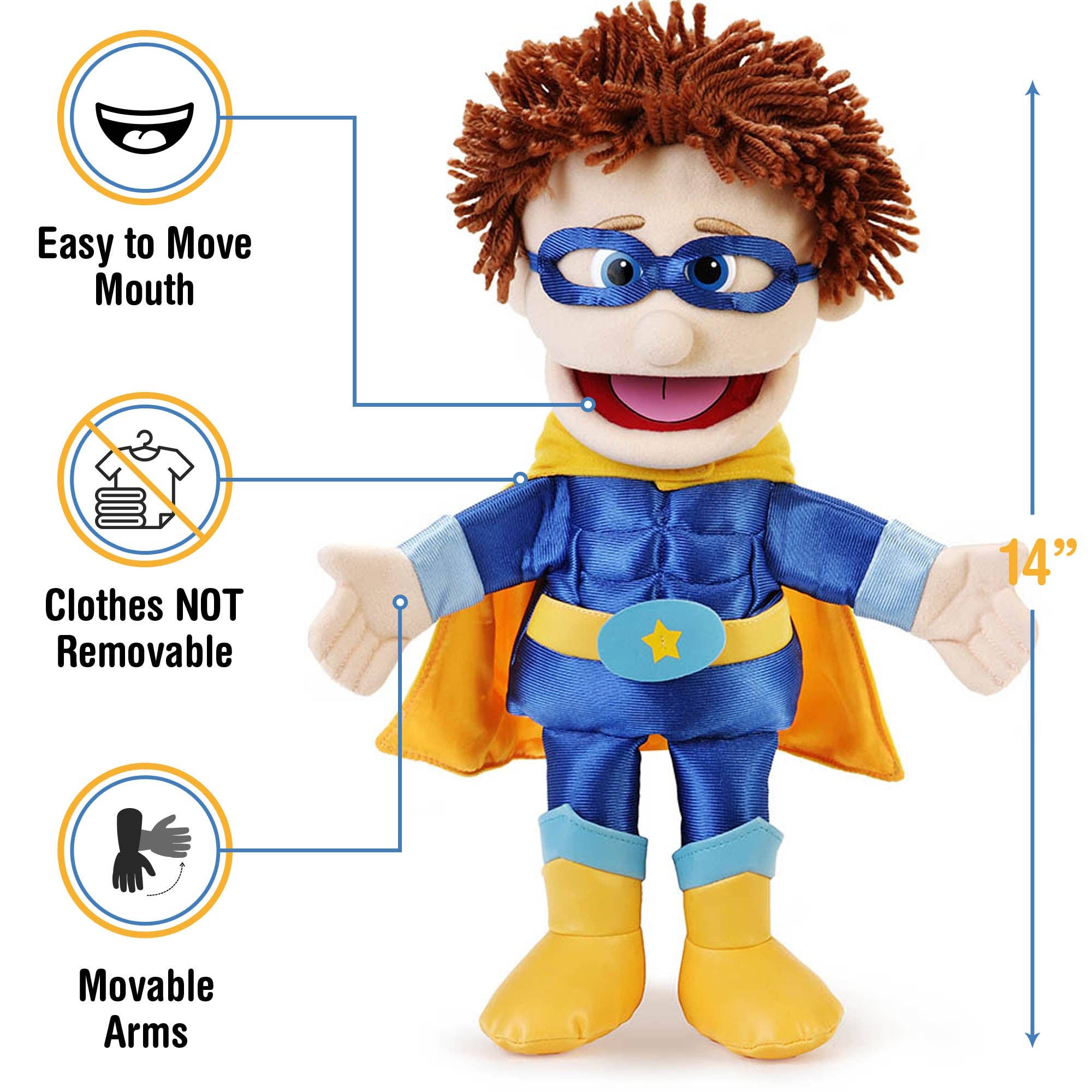 Silly Puppets - Wholesale Puppet - Kids & Baby - Silly Puppets Superhero, Boy, Peach Skin (14")2