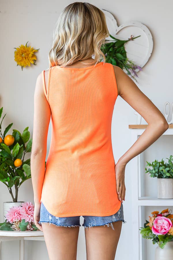 7th Ray - Venta al por mayor Camiseta sin mangas - Mujer - Camiseta sin mangas con detalle de recorte casual para mujer T51305