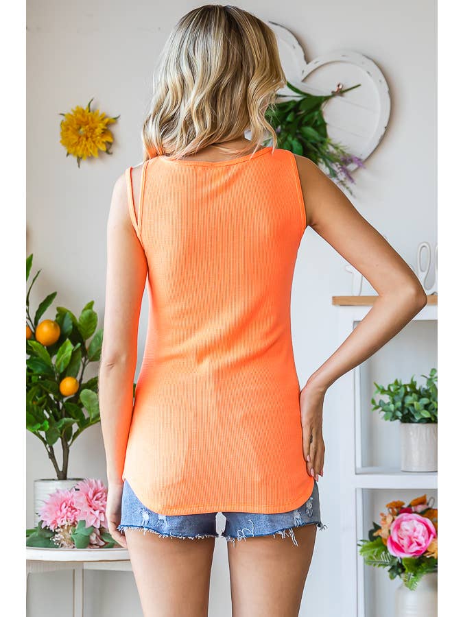 7th Ray - Venta al por mayor Camiseta sin mangas - Mujer - Camiseta sin mangas con detalle de recorte casual para mujer T51305