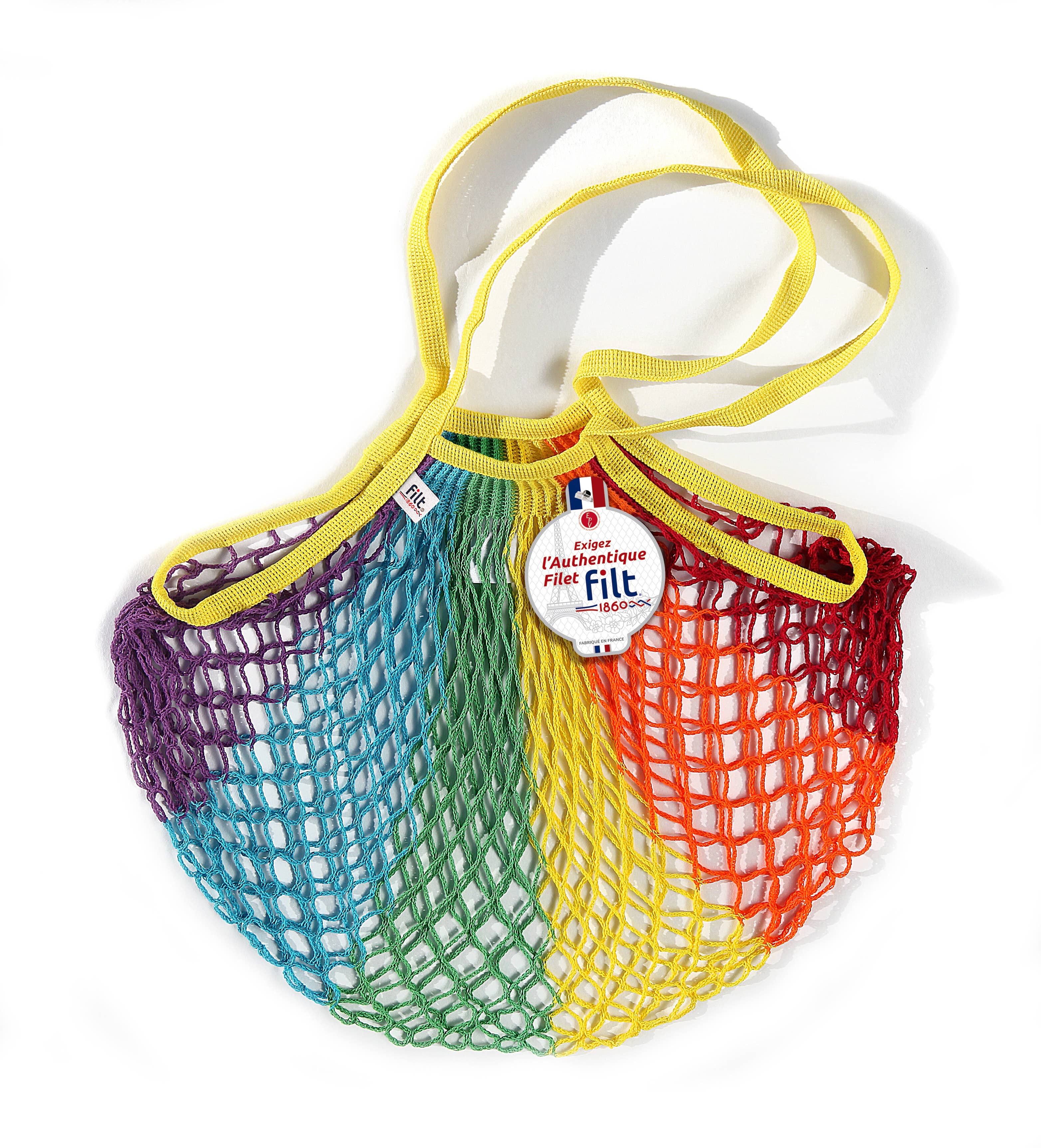 Filt1860 - Wholesale Grocery/Shopping Bag - Shopping net bag Rainbow long handles 0