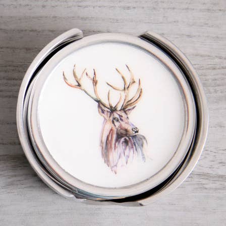 Stag Coasters Sæt med 6 - 9 cm for engroshandel hos Tilnar Art