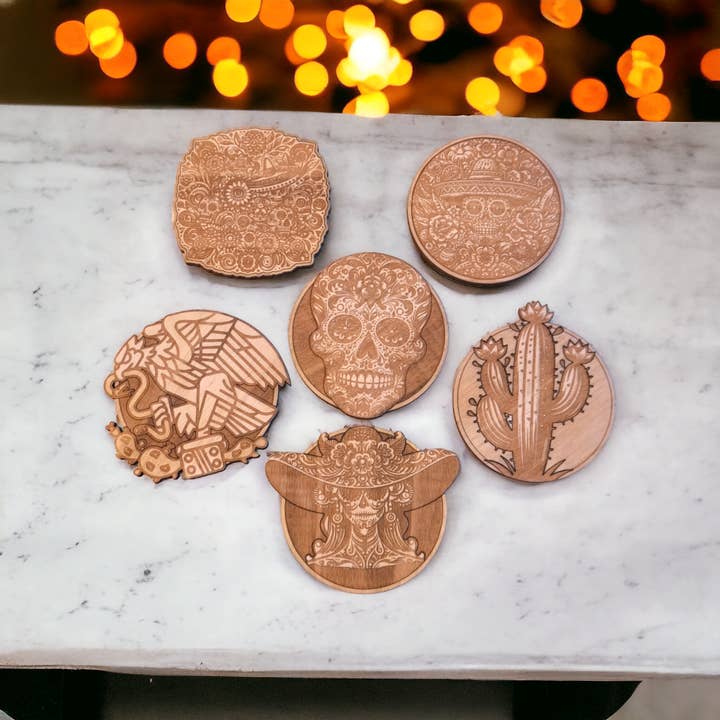 Studio Rima - Wholesale Coasters - Set of 6 Mexican Patterns Coasters - Perfect Gift