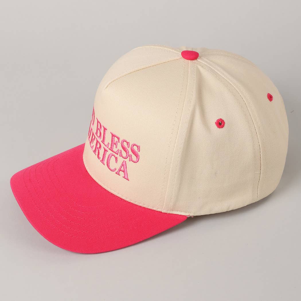 Fashion City - Wholesale Baseball Cap - Unisex - God Bless America Embroidered Two-Tone Canvas Cap18