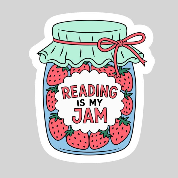 Reading is My Jam Book Reader Sticker – 3" Waterproof Bookish Sticker with Holo Overlay – Reading, Books, Reader Gift, Book Lover, Bookstore for wholesale by Purely Bookish