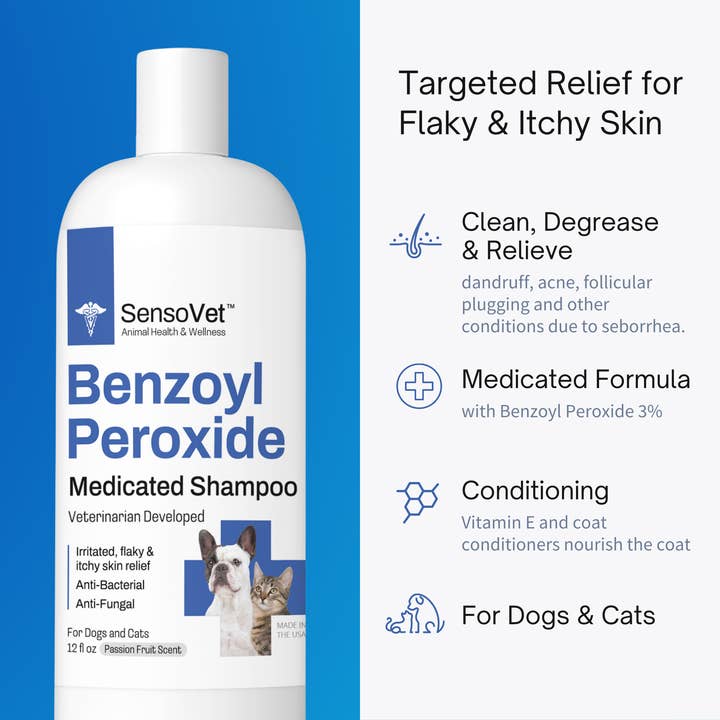 SensoVet - Wholesale Pet Shampoo - Dog - Benzoyl Peroxide Shampoo for Dogs & Cats - 12oz1
