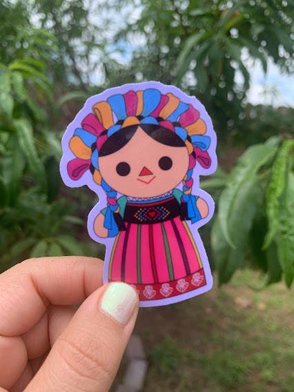 Mexican doll water resistant sticker for wholesale by Lalatina Shop