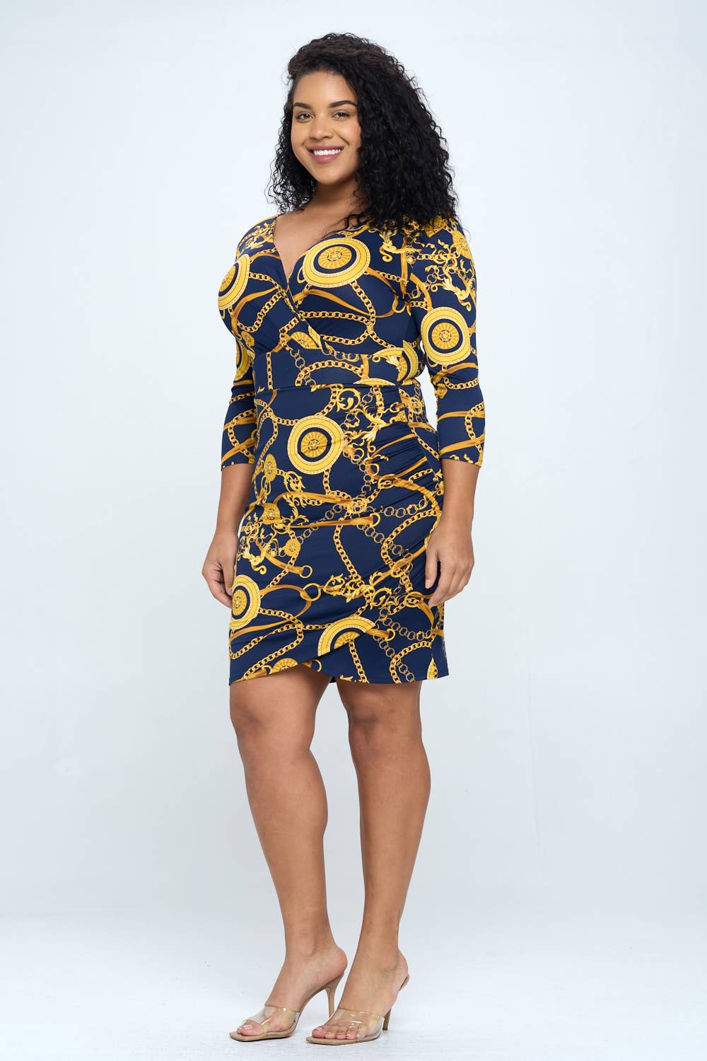 DNA Couture - Wholesale Dress - Women's - Plus size Chain Printed Wrap Dress2