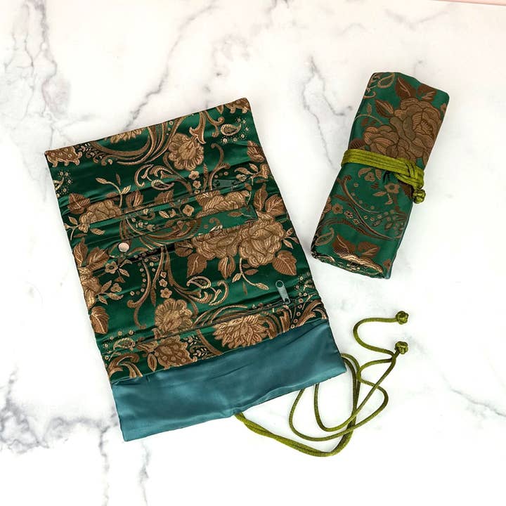 Cathayana - Venta al por mayor Joyero/organizador de joyas - Joyeros de viaje grandes de brocado floral.
