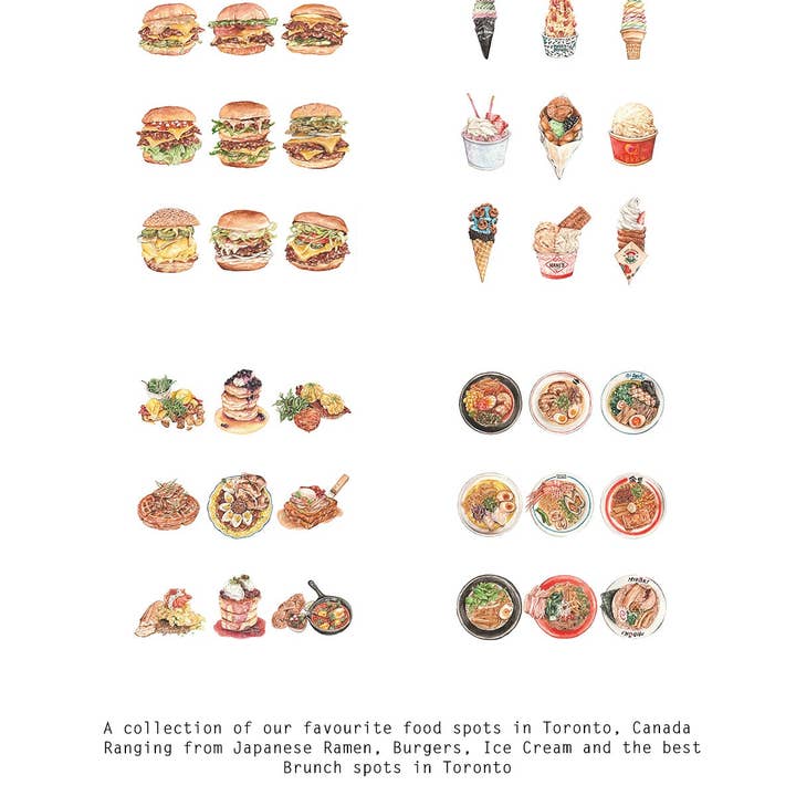 Colección de postales gastronómicas de Toronto (4) para venta al por mayor de Tonton Art