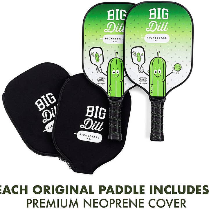 Big Dill Pickleball Co. - Wholesale Sporting Accessories - Carbon Fiber Pickleball Paddles Set - 2 Paddles, 2 Balls3