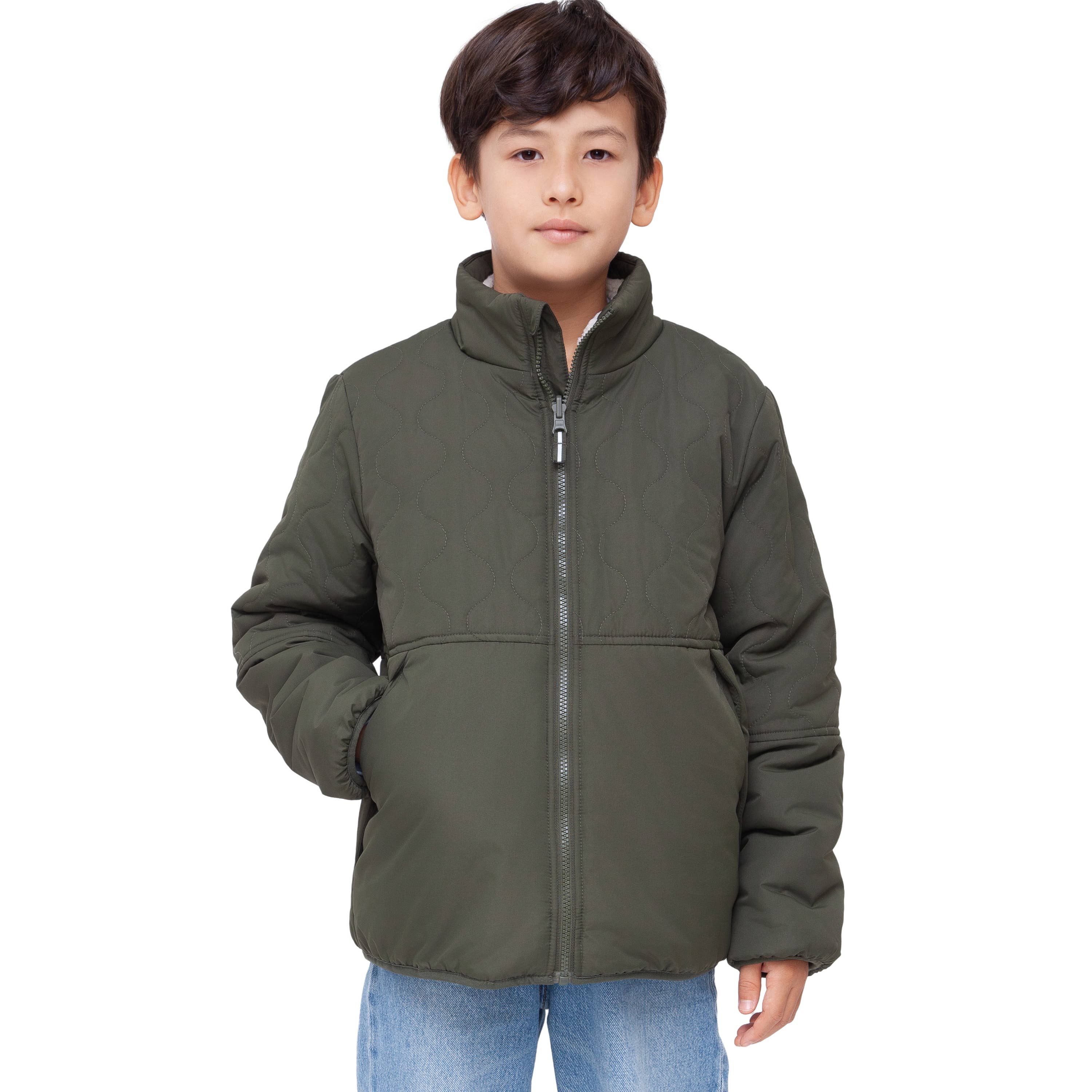 Rokka & Rolla - Wholesale Puffer Jacket - Kids - Boys' Reversible Quilted Jacket Fleece Puffer Coat5