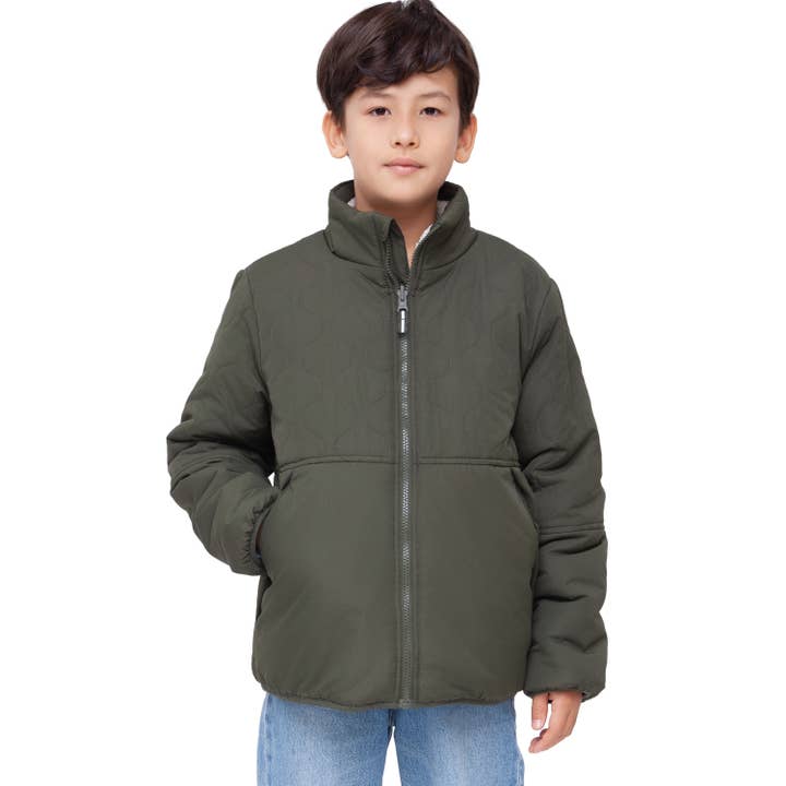 Rokka & Rolla - Wholesale Puffer Jacket - Kids - Boys' Reversible Quilted Jacket Fleece Puffer Coat5