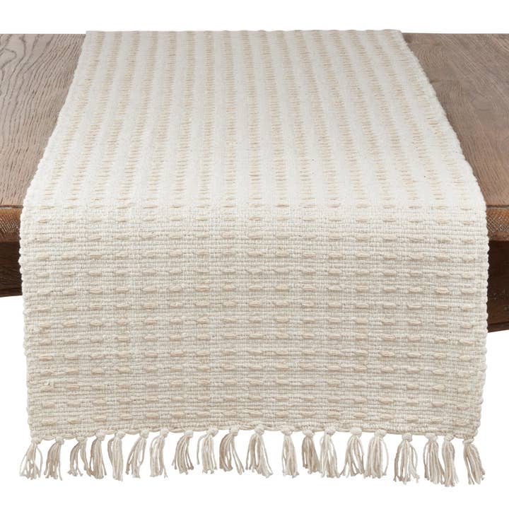 Dashed Woven Cotton 16"x72" Table Runner for wholesale by Fennco Styles