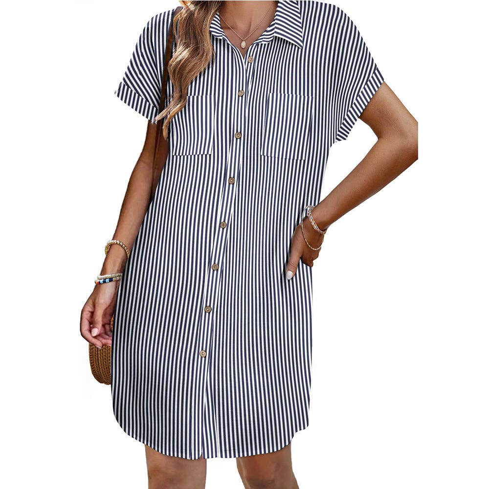 Lovesoft - Wholesale Dress - Women's - 2026 Summer Short Sleeve Button Down Shirt Dress9