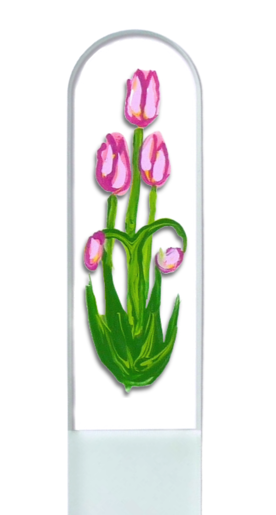 Classy Nail Files – wholesale Nail file – Pink Tulips Spring Flowers Hand Painted Crystal Nail File0