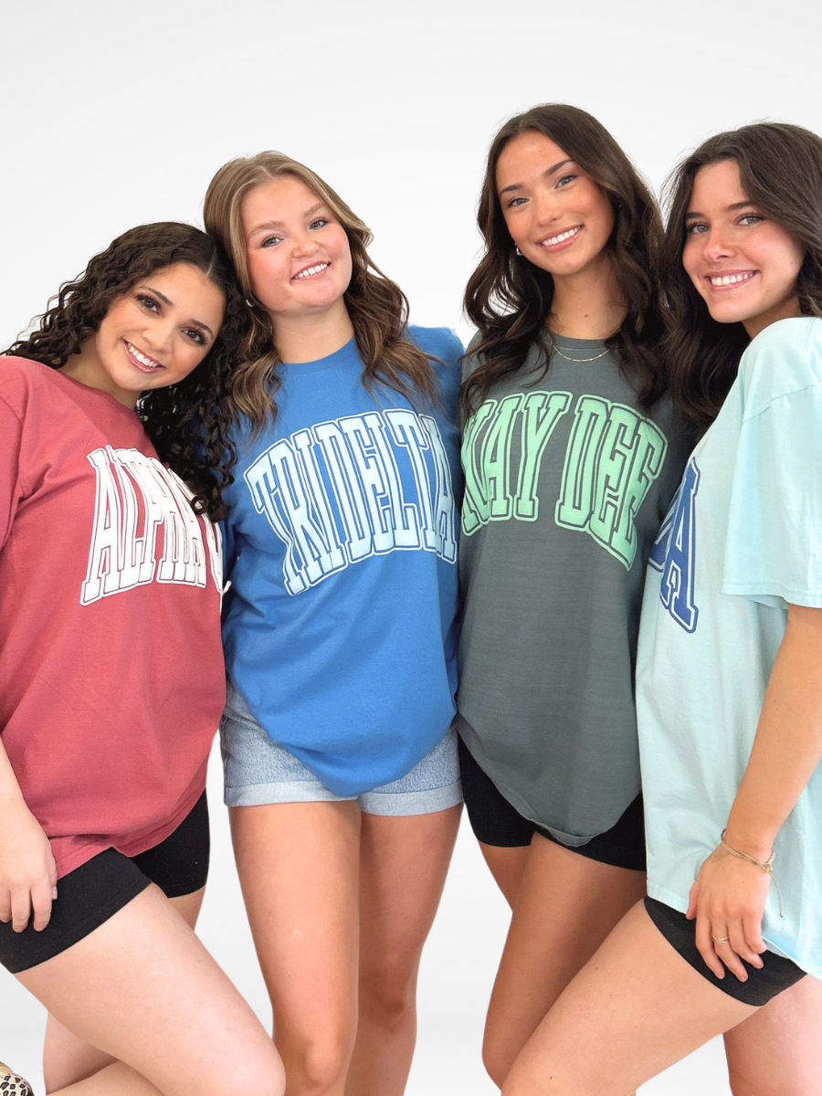 Duo Threads - Wholesale Screen Printed T-Shirt - Women's - Sorority Varsity Arch Puff Tee 14