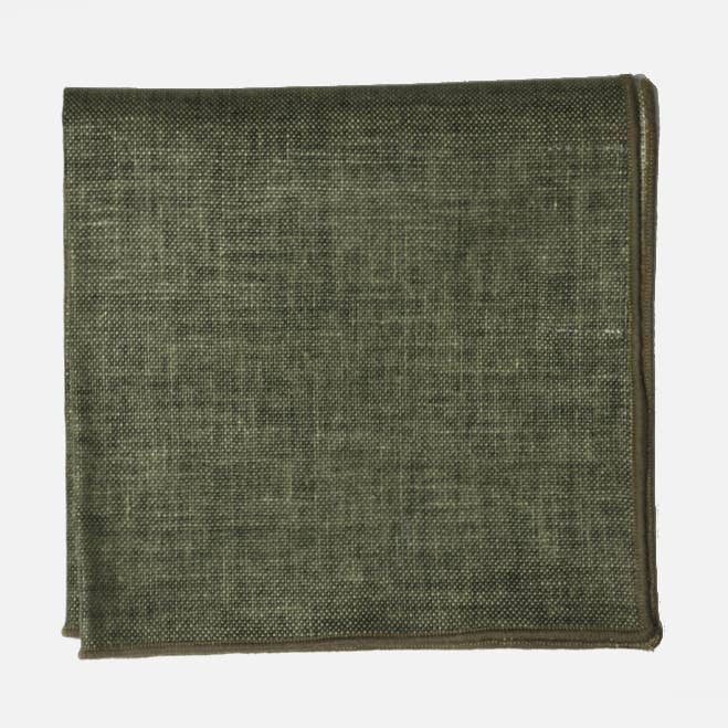 Olive Linen Pocket Square for wholesale by Curated Basics