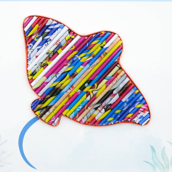 Recycled Magazine, Eco-friendly, Handmade, Sting Ray Card for wholesale by Loving Nature